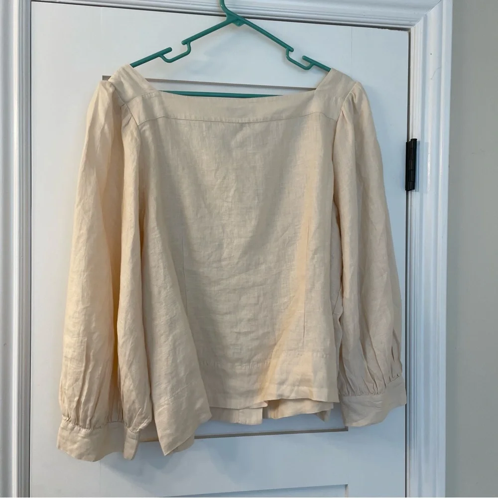 J.Crew Squareneck Button Front Linen Top NWT - Picture 3 of 8